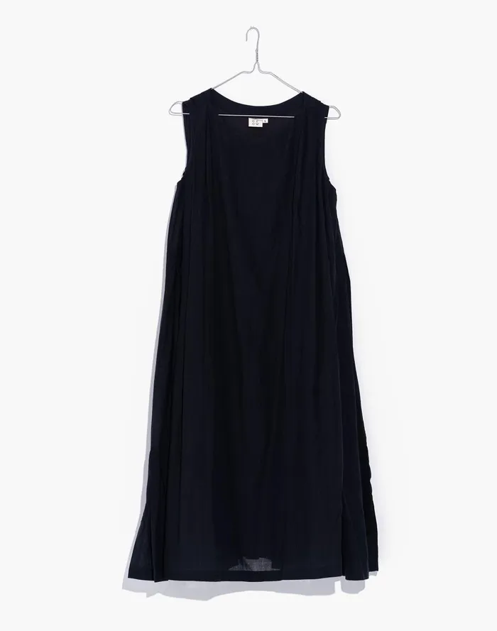 Women Dresses Madewell World Of Crow Organic Cotton Pleated Dress In Ink Black