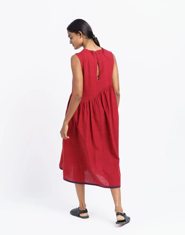 Women Dresses Madewell World Of Crow Red Pleated Midi Dress
