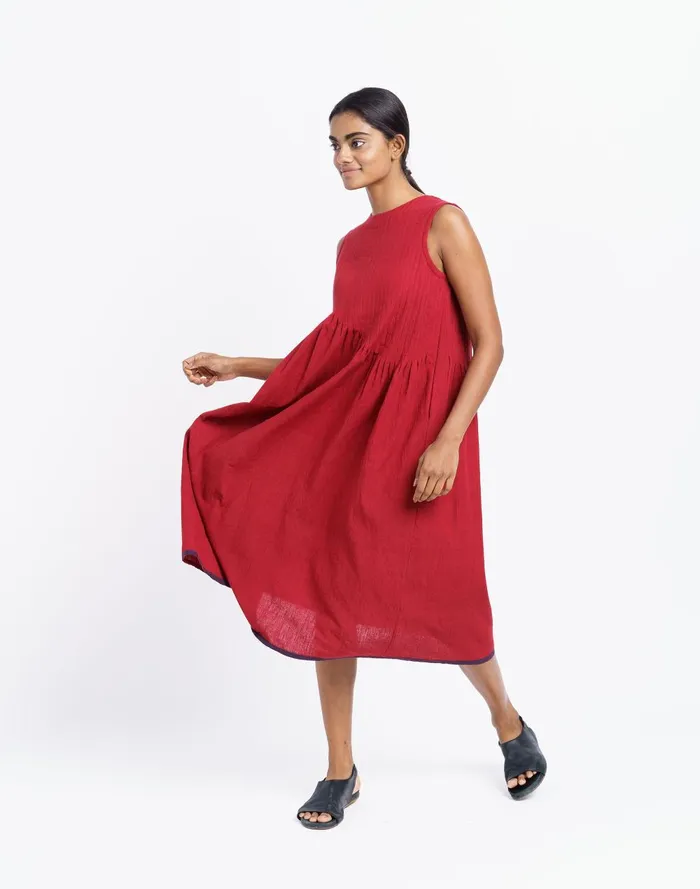 Women Dresses Madewell World Of Crow Red Pleated Midi Dress