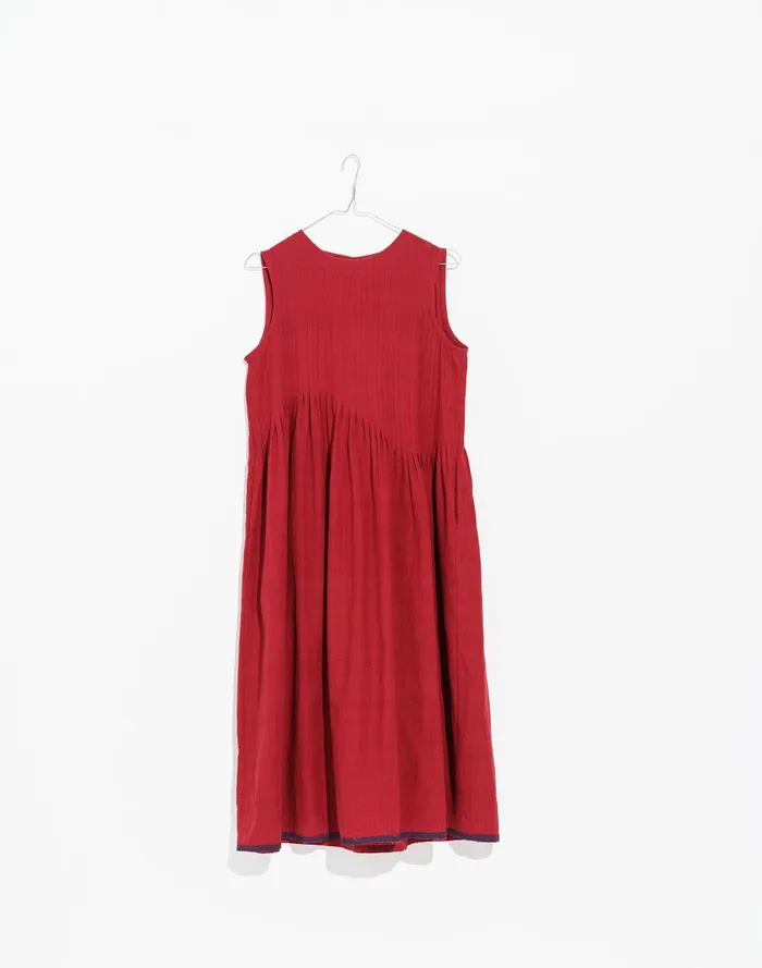 Women Dresses Madewell World Of Crow Red Pleated Midi Dress