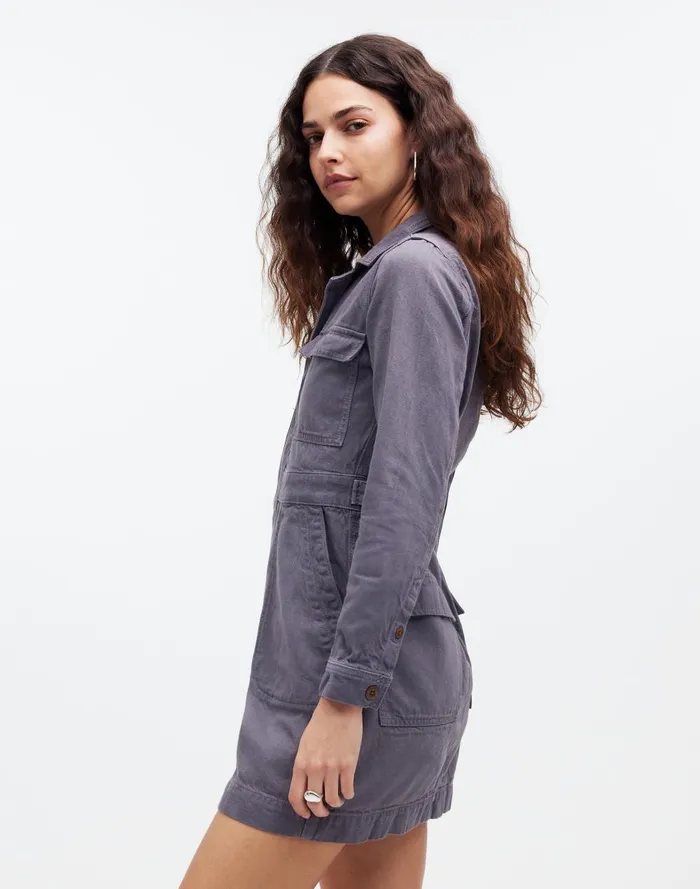 Women Dresses Madewell X MN Dye Studio Denim PatchPocket Mini Dress