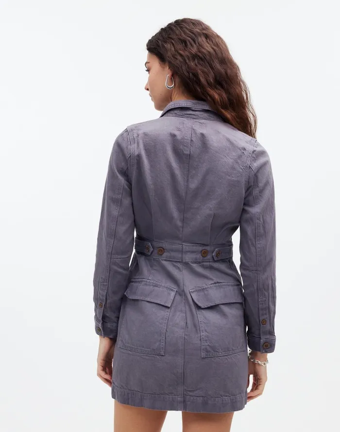 Women Dresses Madewell X MN Dye Studio Denim PatchPocket Mini Dress