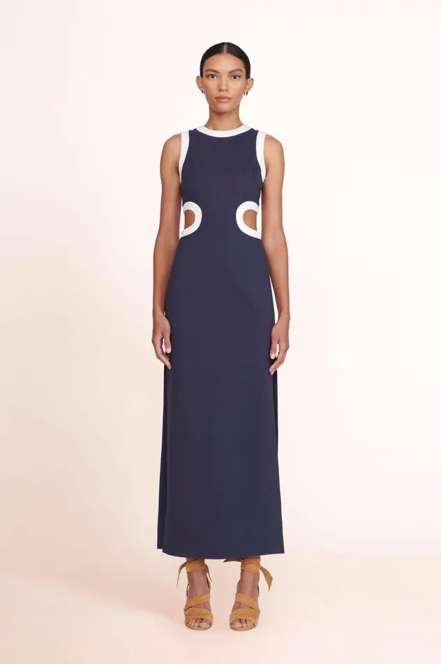 Women Dresses STAUD DOLCE DRESS NAVY WHITE