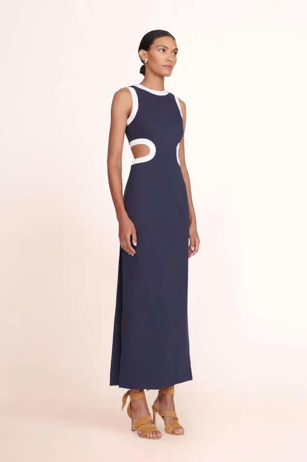 Women Dresses STAUD DOLCE DRESS NAVY WHITE Women Dresses STAUD DOLCE DRESS NAVY WHITE