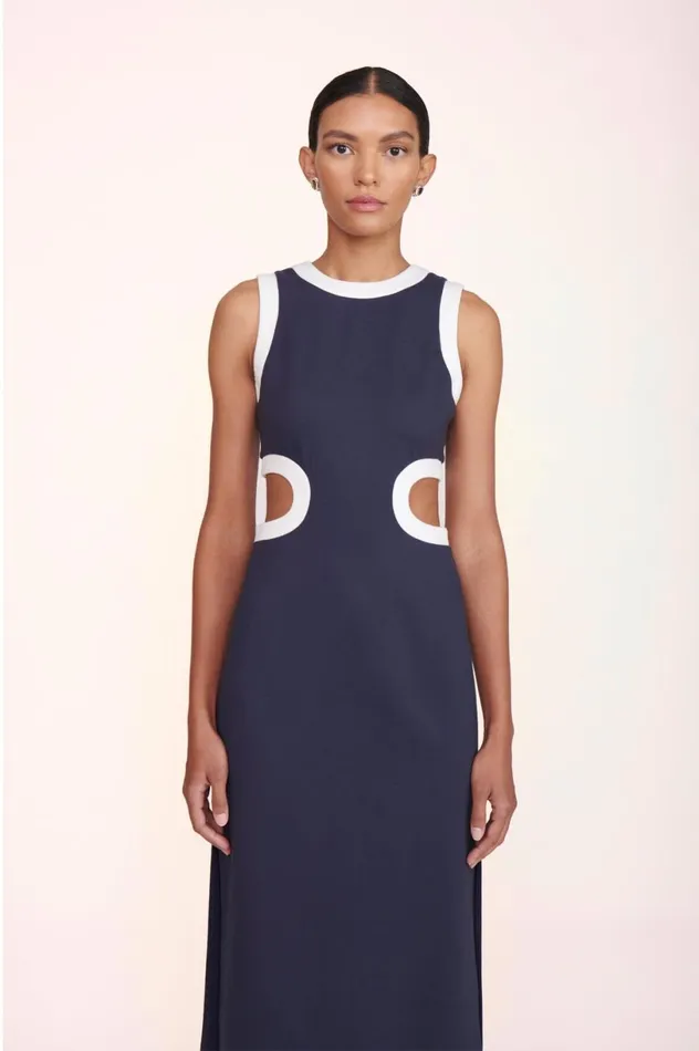Women Dresses STAUD DOLCE DRESS NAVY WHITE Women Dresses STAUD DOLCE DRESS NAVY WHITE