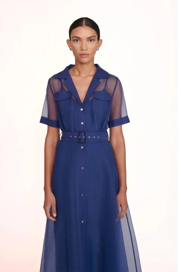 Women Dresses STAUD MILLIE DRESS NAVY ORGANZA Women Dresses STAUD MILLIE DRESS NAVY ORGANZA