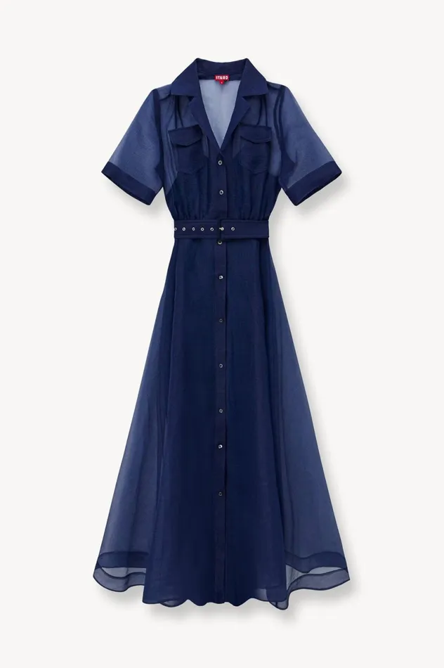 Women Dresses STAUD MILLIE DRESS NAVY ORGANZA Women Dresses STAUD MILLIE DRESS NAVY ORGANZA