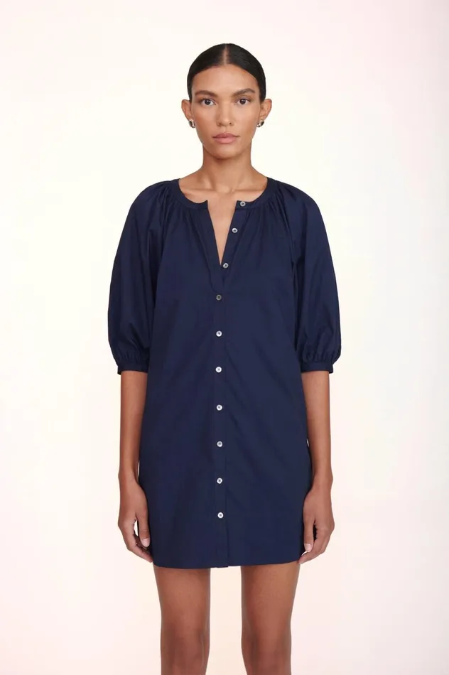 Women Dresses STAUD MINI VINCENT DRESS NAVY Women Dresses STAUD MINI VINCENT DRESS NAVY