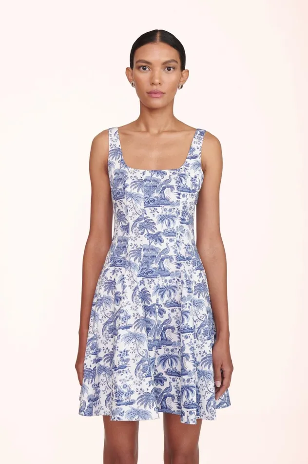 Women Dresses STAUD MINI WELLS DRESS BLUE TOILE Women Dresses STAUD MINI WELLS DRESS BLUE TOILE