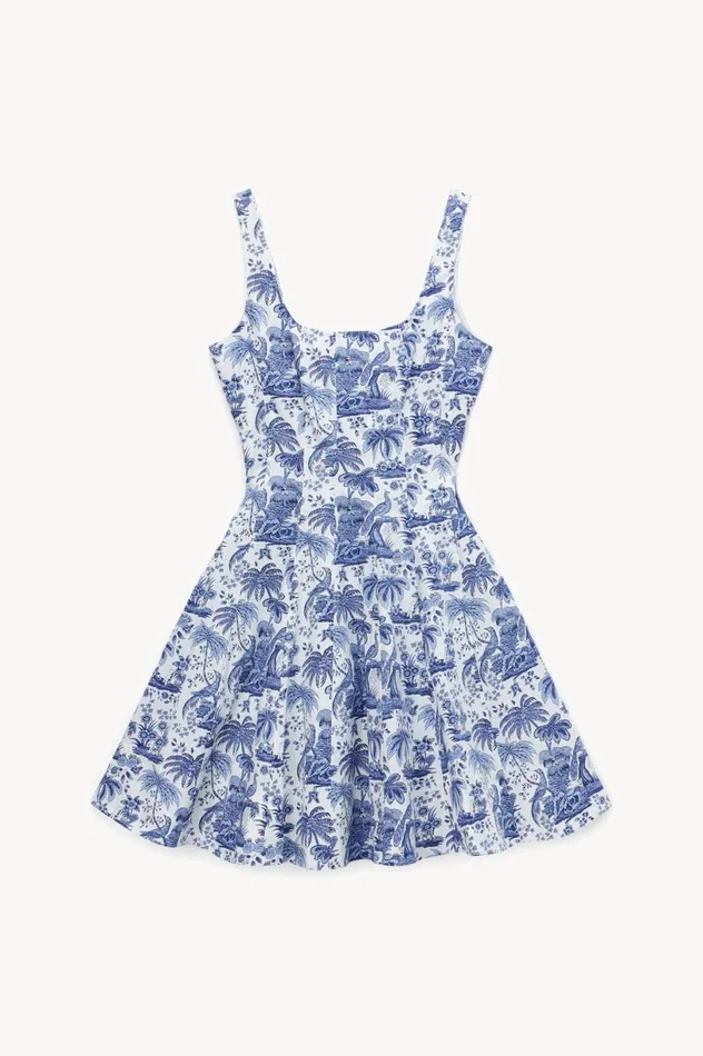 Women Dresses STAUD MINI WELLS DRESS BLUE TOILE Women Dresses STAUD MINI WELLS DRESS BLUE TOILE