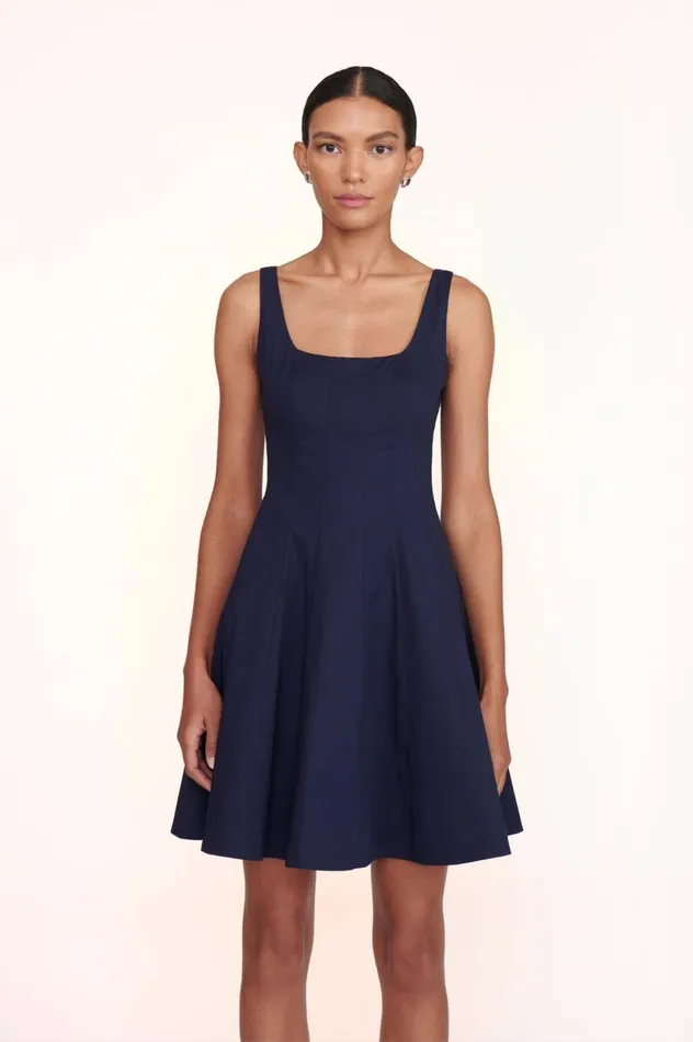Women Dresses STAUD MINI WELLS DRESS NAVY Women Dresses STAUD MINI WELLS DRESS NAVY