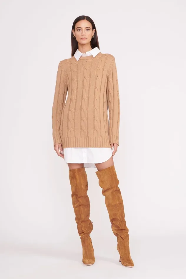 Women Dresses STAUD STAUD ALDRIN DRESS CAMEL WHITE Women Dresses STAUD STAUD ALDRIN DRESS CAMEL WHITE