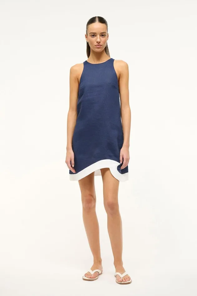 Women Dresses STAUD STAUD ALLORI DRESS NAVY WHITE