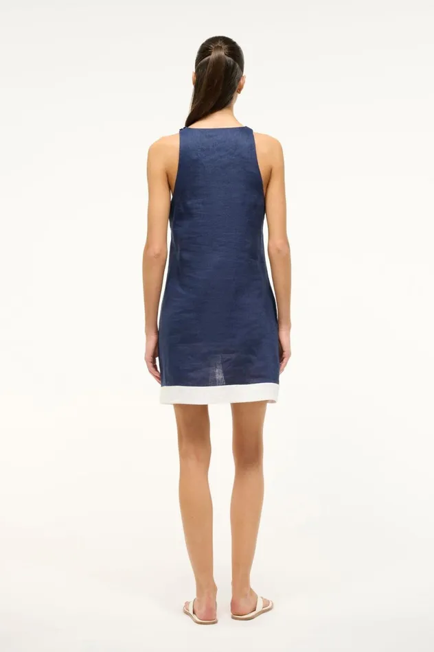 Women Dresses STAUD STAUD ALLORI DRESS NAVY WHITE Women Dresses STAUD STAUD ALLORI DRESS NAVY WHITE