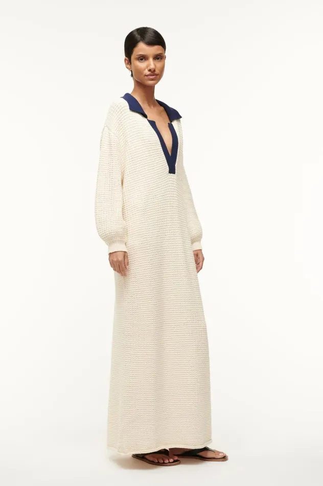 Women Dresses STAUD STAUD ALTEA DRESS IVORY NAVY Women Dresses STAUD STAUD ALTEA DRESS IVORY NAVY