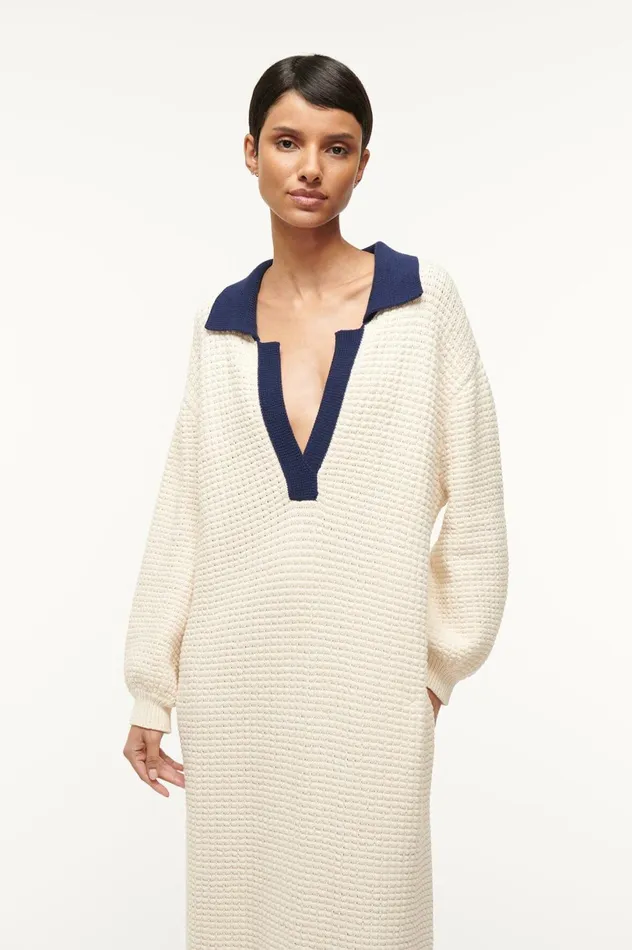 Women Dresses STAUD STAUD ALTEA DRESS IVORY NAVY Women Dresses STAUD STAUD ALTEA DRESS IVORY NAVY