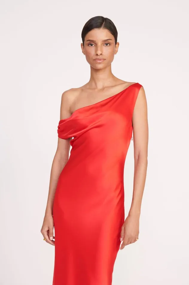 Women Dresses STAUD STAUD ASHANTI DRESS RED ROSE Women Dresses STAUD STAUD ASHANTI DRESS RED ROSE
