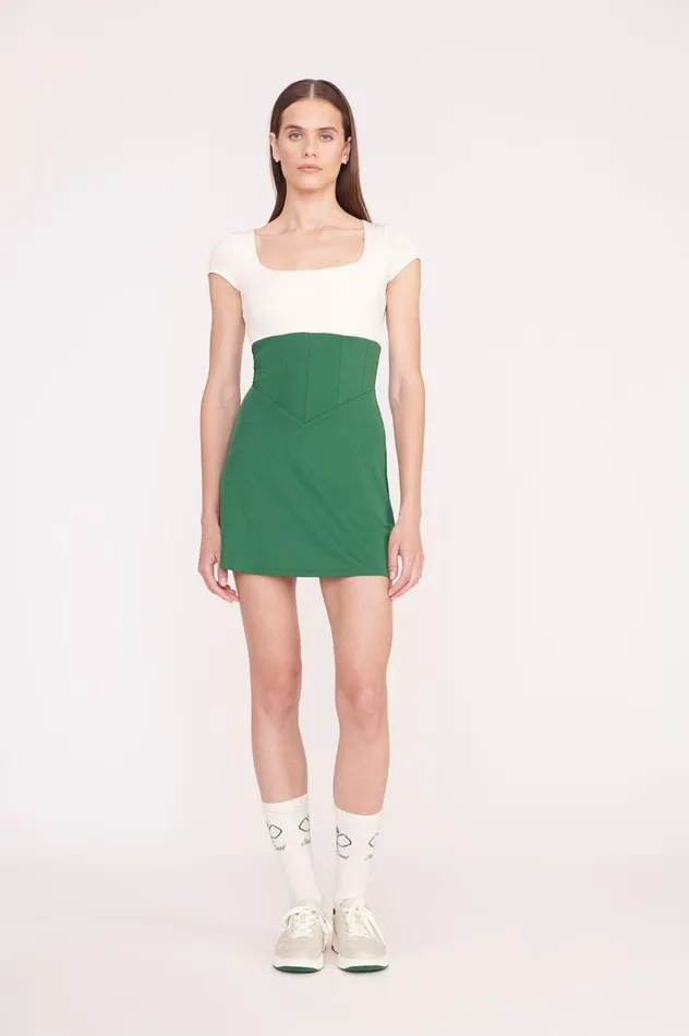 Women Dresses STAUD STAUD BACKSPIN DRESS COURT GREEN IVORY