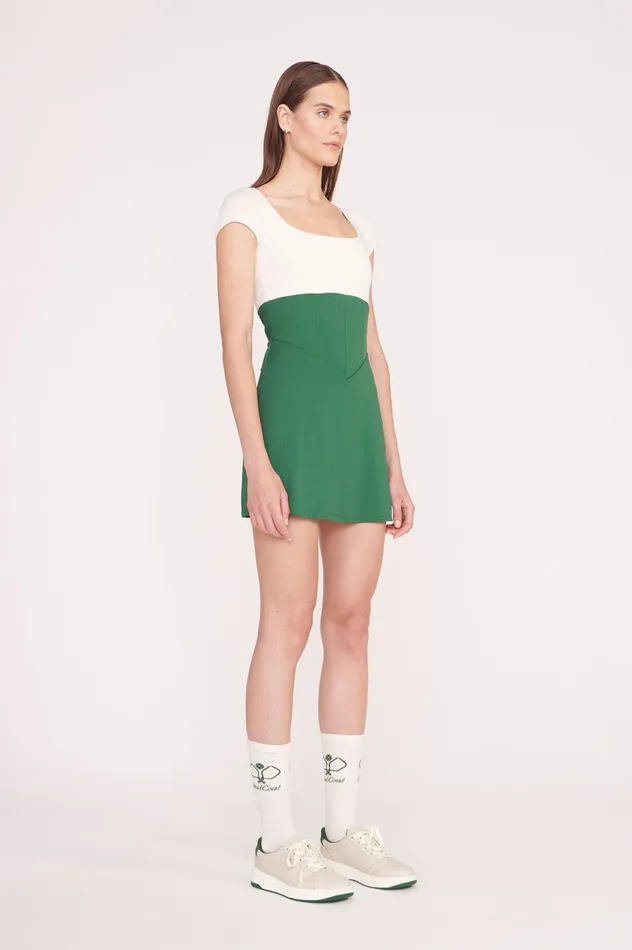 Women Dresses STAUD STAUD BACKSPIN DRESS COURT GREEN IVORY Women Dresses STAUD STAUD BACKSPIN DRESS COURT GREEN IVORY