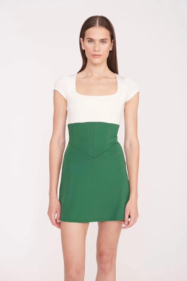 Women Dresses STAUD STAUD BACKSPIN DRESS COURT GREEN IVORY Women Dresses STAUD STAUD BACKSPIN DRESS COURT GREEN IVORY