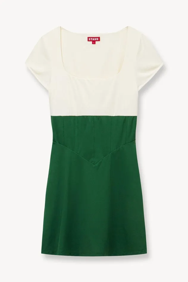Women Dresses STAUD STAUD BACKSPIN DRESS COURT GREEN IVORY Women Dresses STAUD STAUD BACKSPIN DRESS COURT GREEN IVORY