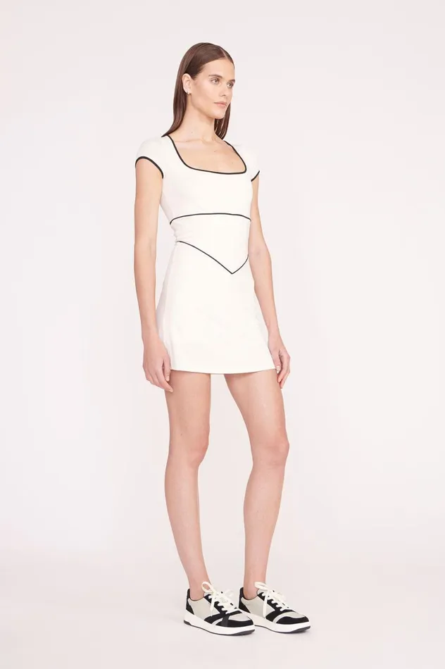 Women Dresses STAUD STAUD BACKSPIN DRESS IVORY BLACK Women Dresses STAUD STAUD BACKSPIN DRESS IVORY BLACK
