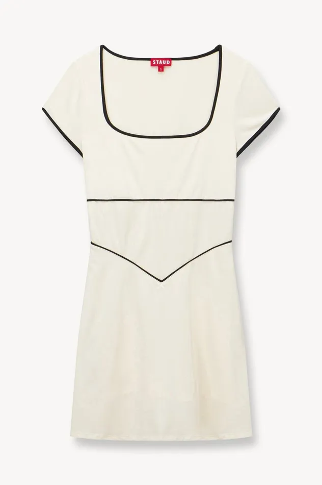 Women Dresses STAUD STAUD BACKSPIN DRESS IVORY BLACK Women Dresses STAUD STAUD BACKSPIN DRESS IVORY BLACK