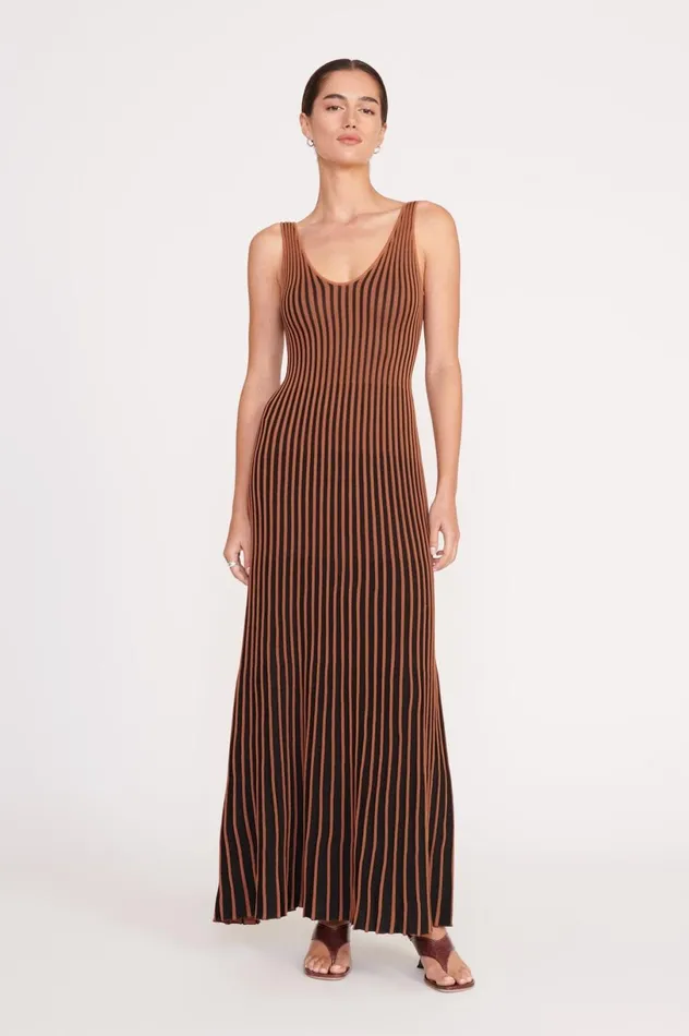 Women Dresses STAUD STAUD CLARETTA DRESS TAN BLACK
