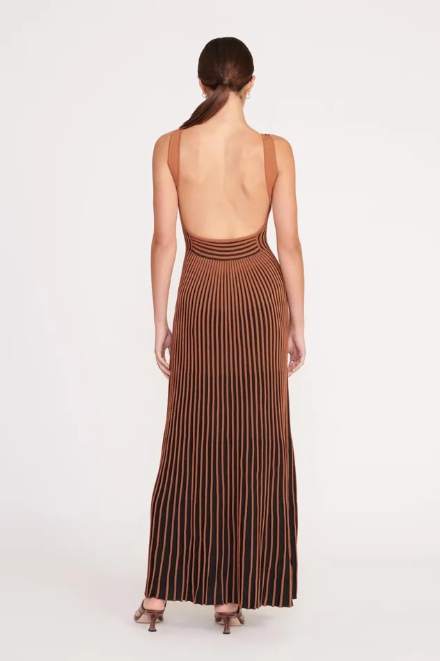 Women Dresses STAUD STAUD CLARETTA DRESS TAN BLACK Women Dresses STAUD STAUD CLARETTA DRESS TAN BLACK