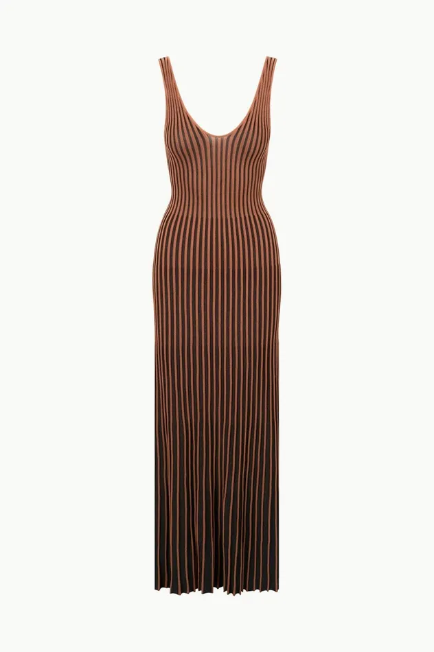 Women Dresses STAUD STAUD CLARETTA DRESS TAN BLACK Women Dresses STAUD STAUD CLARETTA DRESS TAN BLACK