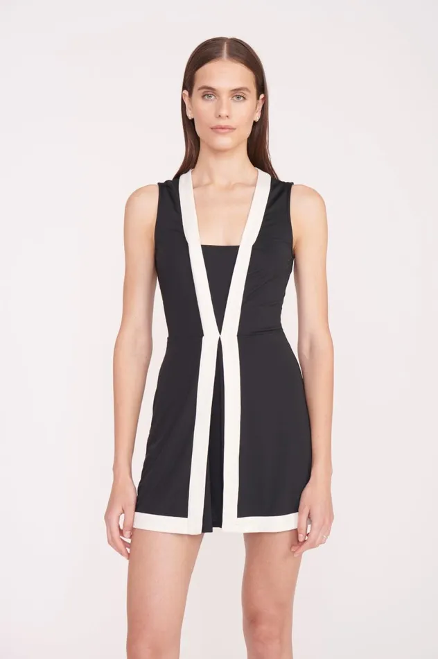 Women Dresses STAUD STAUD CROSSCOURT DRESS BLACK IVORY Women Dresses STAUD STAUD CROSSCOURT DRESS BLACK IVORY