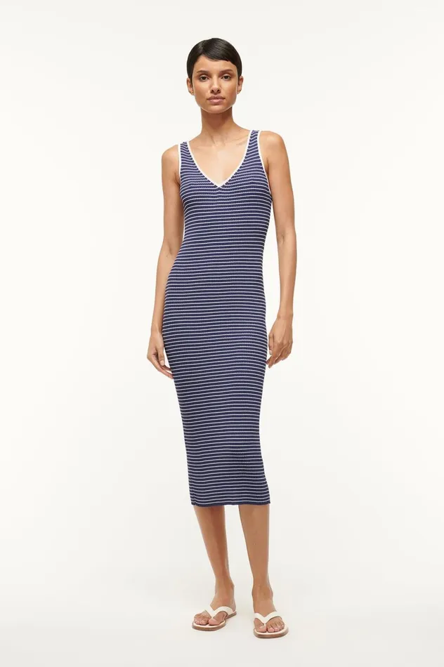 Women Dresses STAUD STAUD DANA DRESS NAVY MICRO STRIPE