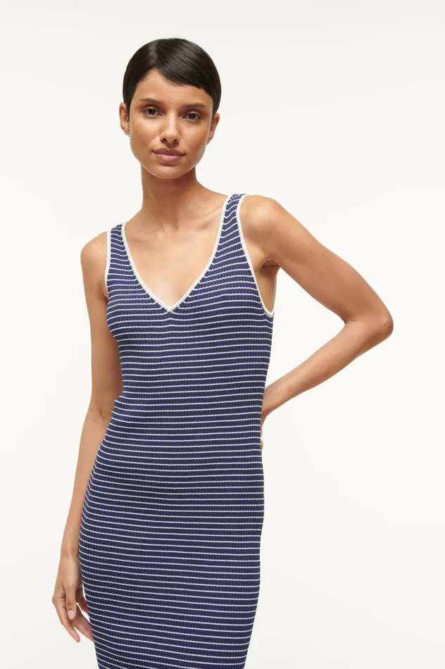 Women Dresses STAUD STAUD DANA DRESS NAVY MICRO STRIPE Women Dresses STAUD STAUD DANA DRESS NAVY MICRO STRIPE