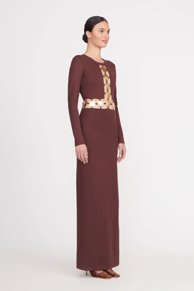 Women Dresses STAUD STAUD DELPHINE DRESS DARK CHOCOLATE Women Dresses STAUD STAUD DELPHINE DRESS DARK CHOCOLATE