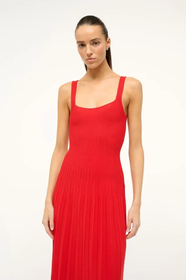 Women Dresses STAUD STAUD ELLISON DRESS RED ROSE Women Dresses STAUD STAUD ELLISON DRESS RED ROSE