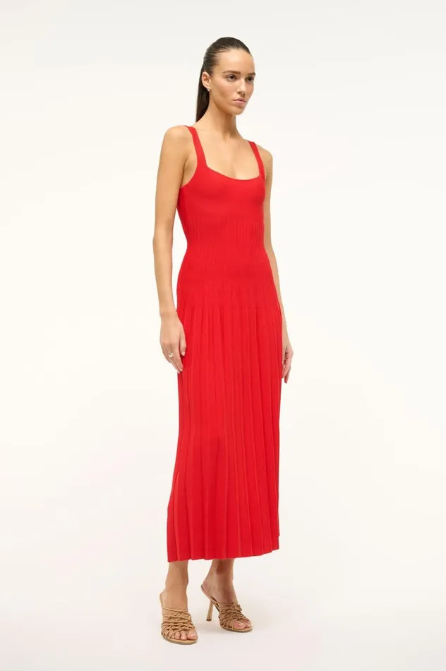 Women Dresses STAUD STAUD ELLISON DRESS RED ROSE Women Dresses STAUD STAUD ELLISON DRESS RED ROSE