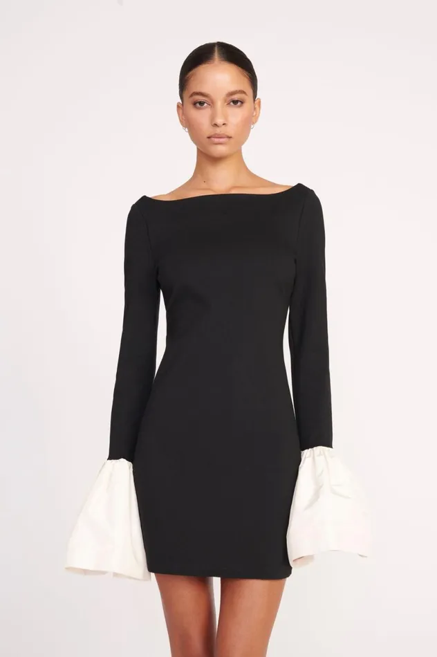 Women Dresses STAUD STAUD HAWTHORNE DRESS BLACK IVORY Women Dresses STAUD STAUD HAWTHORNE DRESS BLACK IVORY