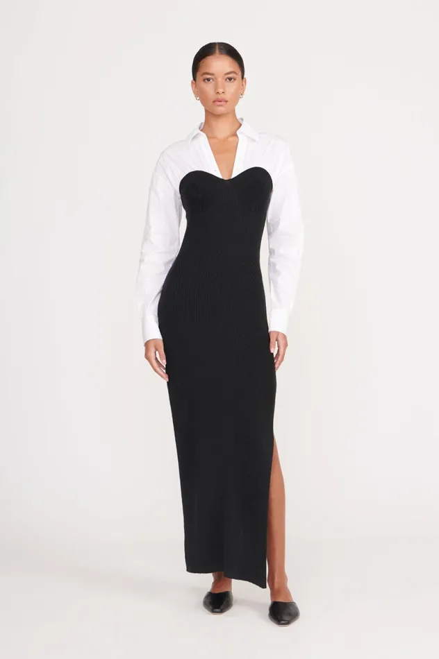 Women Dresses STAUD STAUD HAZEL DRESS BLACK WHITE