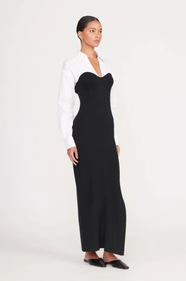 Women Dresses STAUD STAUD HAZEL DRESS BLACK WHITE Women Dresses STAUD STAUD HAZEL DRESS BLACK WHITE