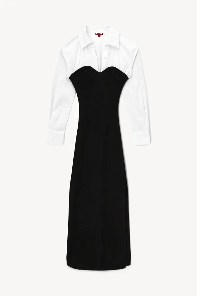 Women Dresses STAUD STAUD HAZEL DRESS BLACK WHITE Women Dresses STAUD STAUD HAZEL DRESS BLACK WHITE