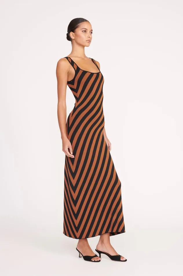 Women Dresses STAUD STAUD KATIE DRESS BLACK TAN SEASHORE STRIPE Women Dresses STAUD STAUD KATIE DRESS BLACK TAN SEASHORE STRIPE