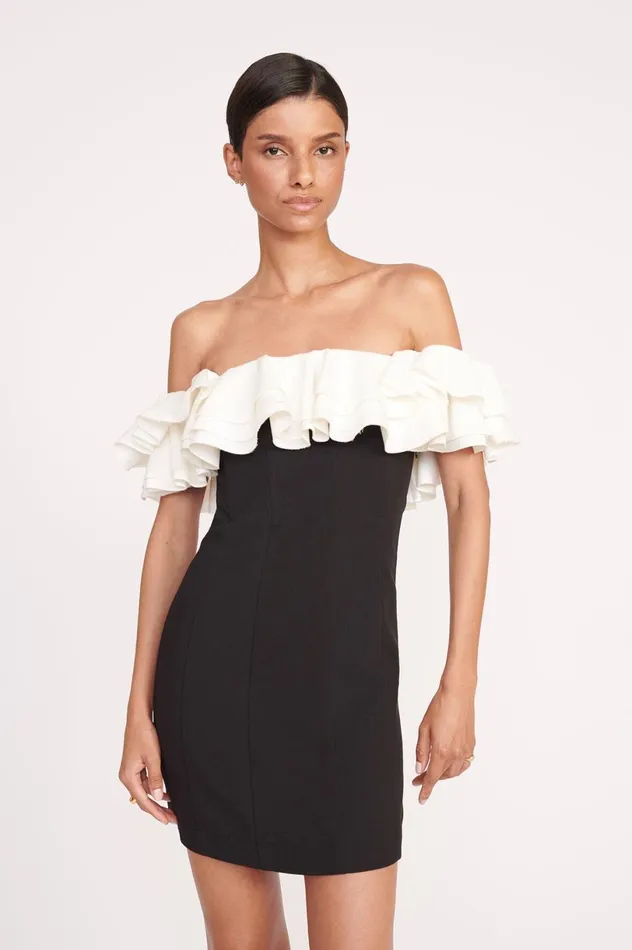 Women Dresses STAUD STAUD KIARA DRESS BLACK IVORY Women Dresses STAUD STAUD KIARA DRESS BLACK IVORY