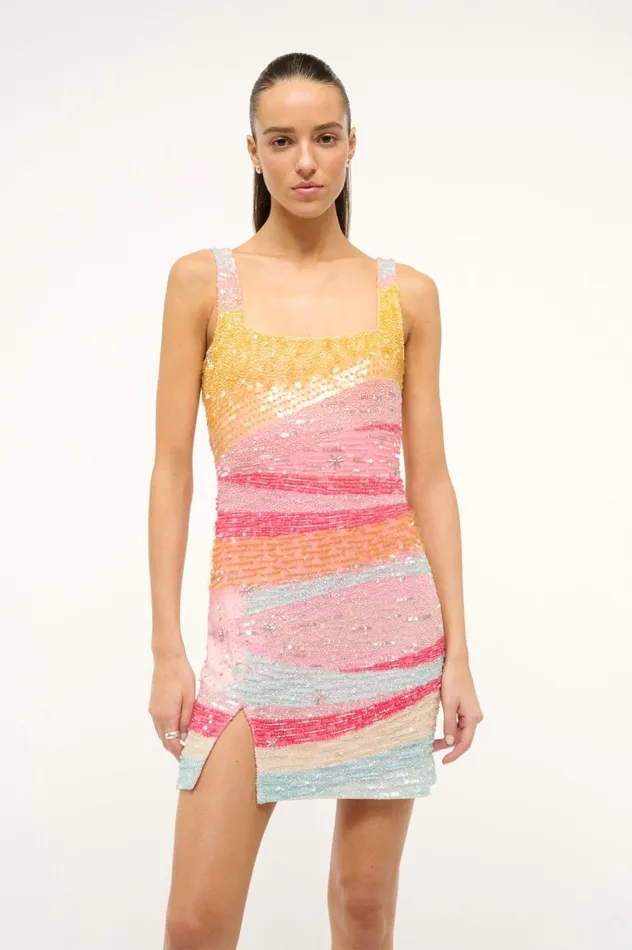 Women Dresses STAUD STAUD LE SABLE DRESS SUNSET Women Dresses STAUD STAUD LE SABLE DRESS SUNSET