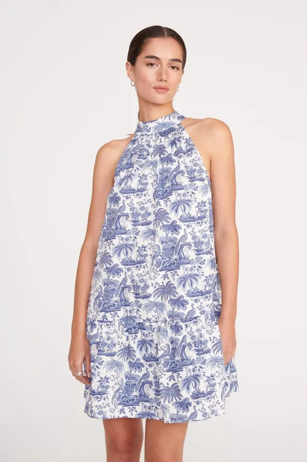 Women Dresses STAUD STAUD MARLOWE DRESS BLUE TOILE Women Dresses STAUD STAUD MARLOWE DRESS BLUE TOILE