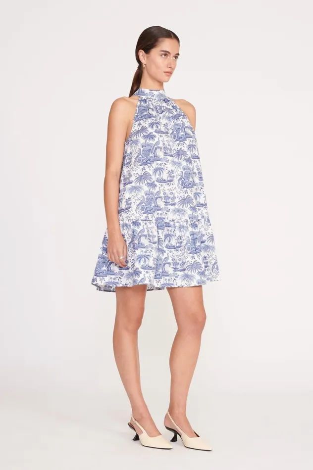 Women Dresses STAUD STAUD MARLOWE DRESS BLUE TOILE Women Dresses STAUD STAUD MARLOWE DRESS BLUE TOILE
