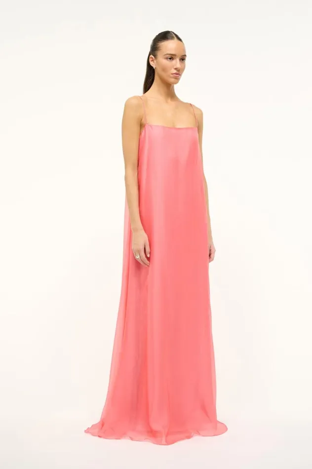 Women Dresses STAUD STAUD MAXI DELFINA DRESS FLAMINGO Women Dresses STAUD STAUD MAXI DELFINA DRESS FLAMINGO