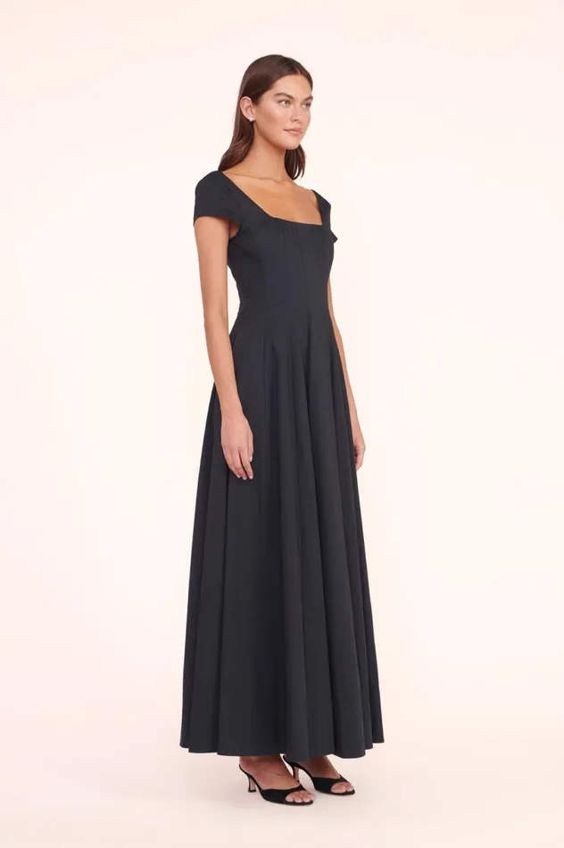 Women Dresses STAUD STAUD MAXI SHORT SLEEVE WELLS DRESS BLACK Women Dresses STAUD STAUD MAXI SHORT SLEEVE WELLS DRESS BLACK