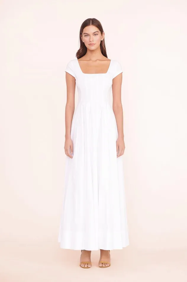 Women Dresses STAUD STAUD MAXI SHORT SLEEVE WELLS DRESS WHITE