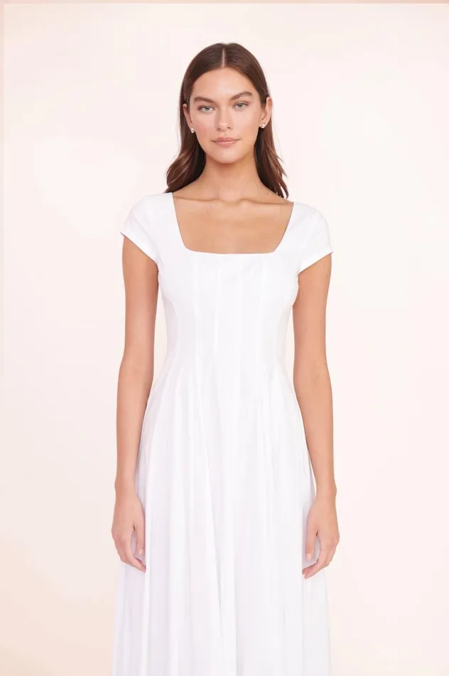 Women Dresses STAUD STAUD MAXI SHORT SLEEVE WELLS DRESS WHITE Women Dresses STAUD STAUD MAXI SHORT SLEEVE WELLS DRESS WHITE