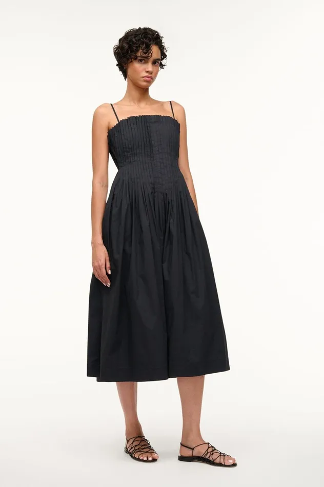 Women Dresses STAUD STAUD MIDI BELLA DRESS BLACK Women Dresses STAUD STAUD MIDI BELLA DRESS BLACK